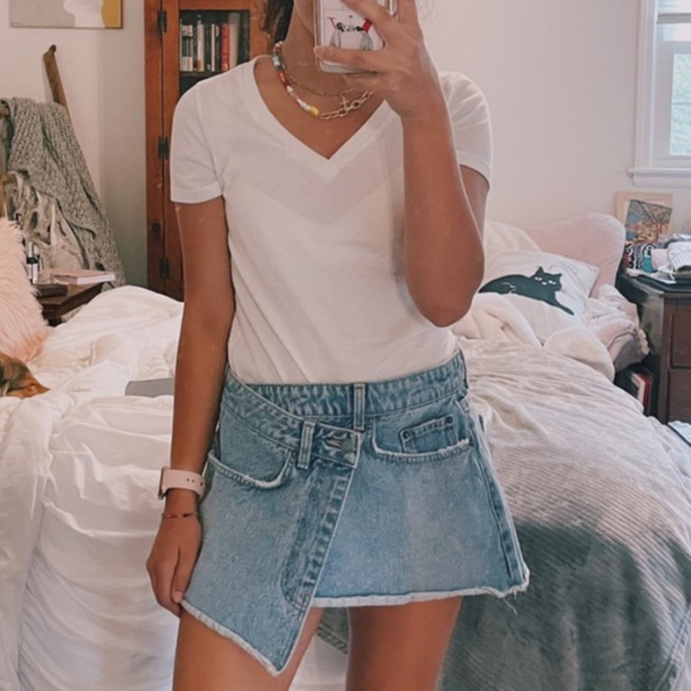CARMAR ASYMMETRICAL DENIM MINI SKIRT Y2k